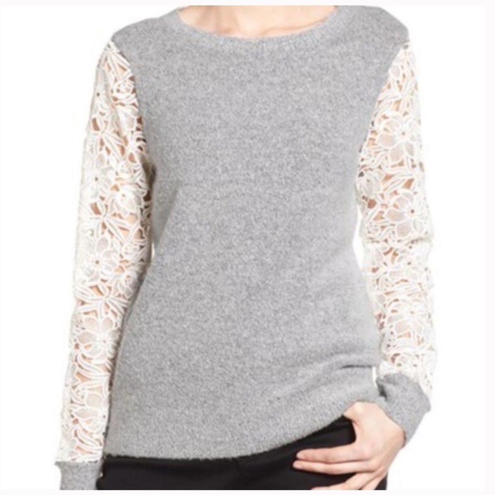 Halogen Lace Sleeve Sweater